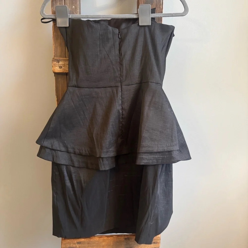 CACHé Dress Womens Sz 10 Black Strapless Peplum Mini Vintage Cocktail 90's 80's - Picture 3 of 9